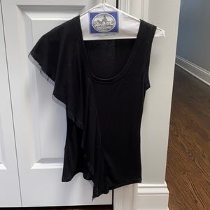 BCBG Maxazria knit tank with one flutter sleeve